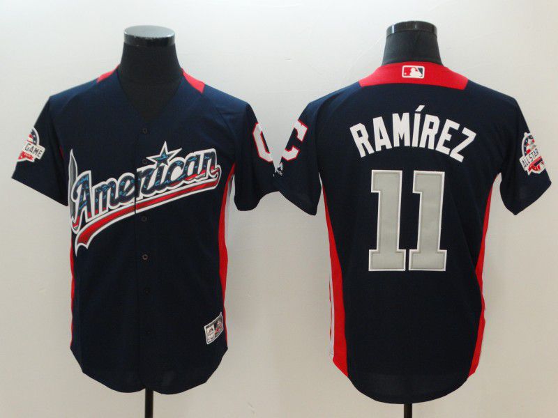 Men Cleveland Indians #11 Ramirez Blue All star MLB Jerseys